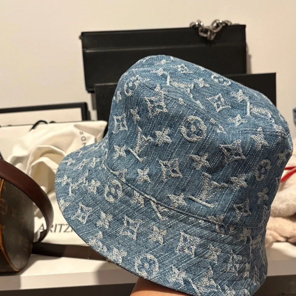 Louis Vuitton Denim Monogram Bucket Hat in Blue